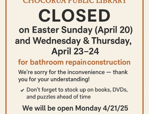 Chocorua Public Library Closed for Easter and Bathroom Repairs